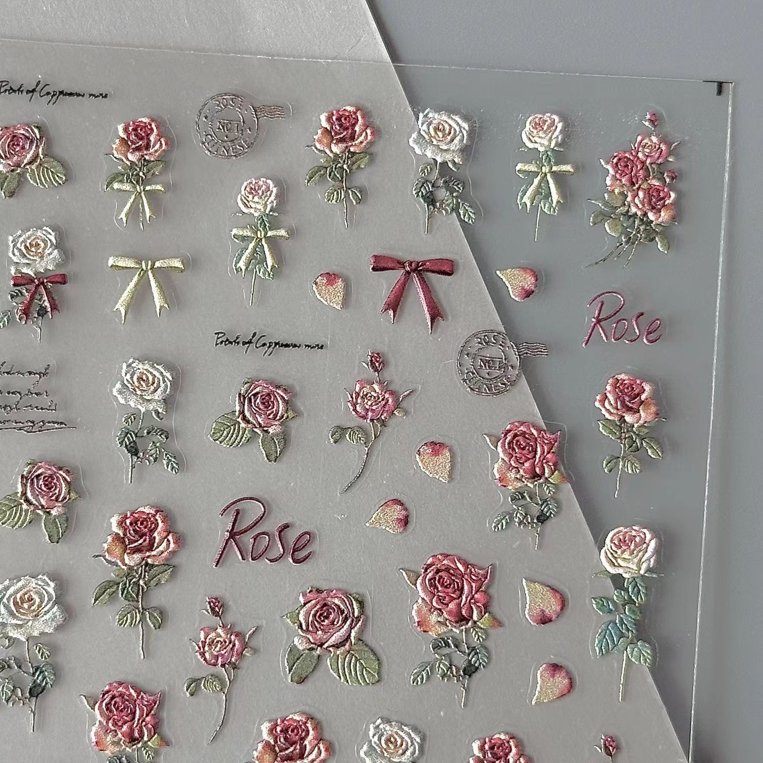 Retro Rose relief three-dimensional nail stickers three-dimensional diy nail stickers adult student decorative stickers
