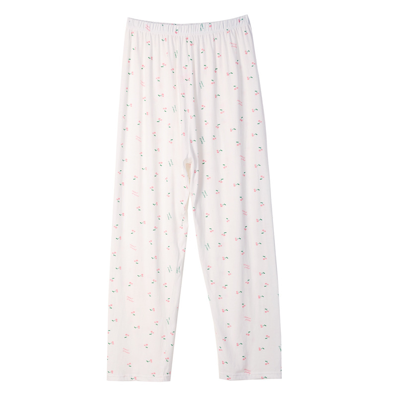 Pure Cotton Pajama Pants Women's Summer Long Thin Loose Large Size Trousers Yuezi Spring and Autumn Pure Cotton Anti-mosquito Pants Middle-aged and Elderly Home Pants