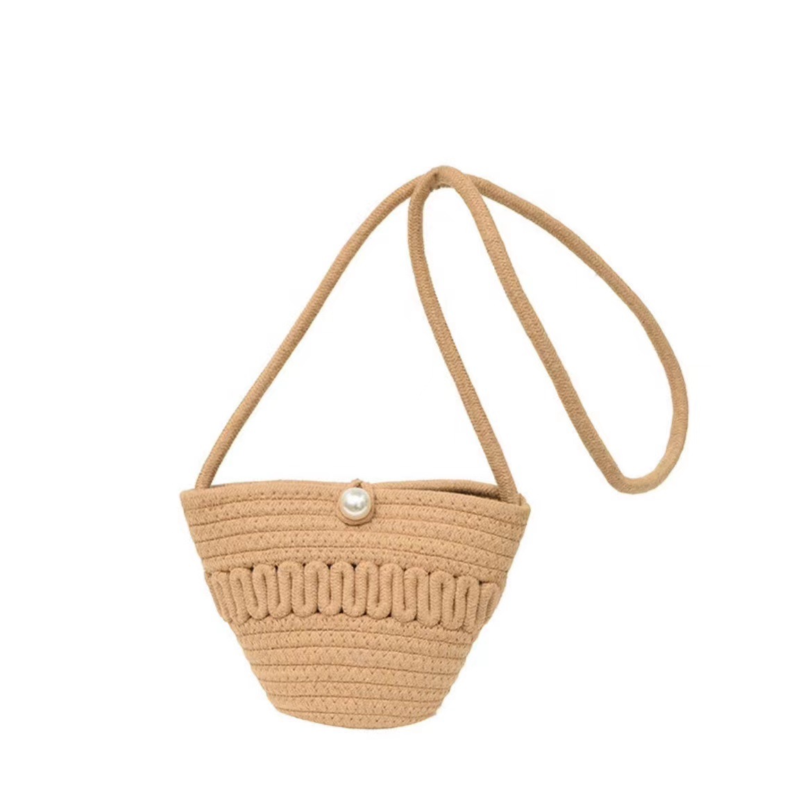 Pearl Cotton Thread Bag Women's New Pearl Straw Bag Beach Vacation Shoulder Crossbody Small Bag