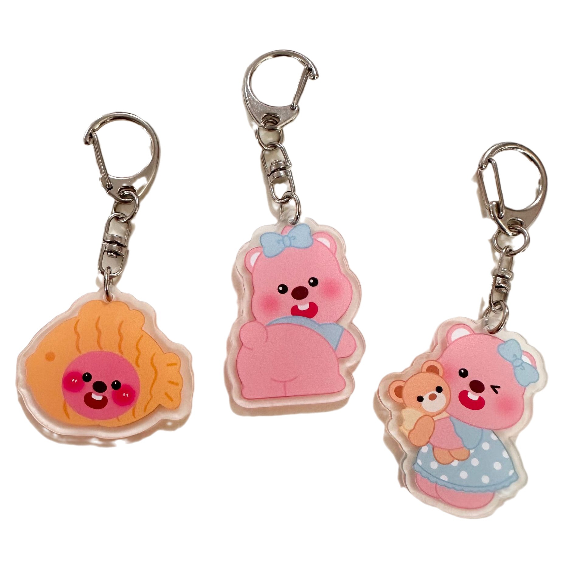 Cute cartoon keychain girl heart Little Beaver loopy acrylic accessories decoration ins keychain small pendant