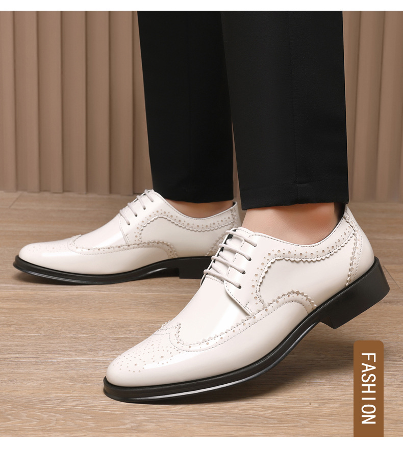 Spring New Bullock Carved Leather Shoes Patent Leather Gloss British Large Size Leather Shoes Studio Model Shoes for Groom Shoes_voghion.com