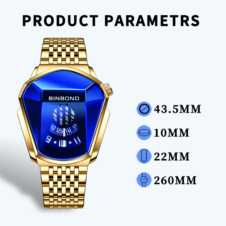 Cross-border shrimp skin men's watch trendy shopee watch style motorcycle concept watch men's live black Technology Watch