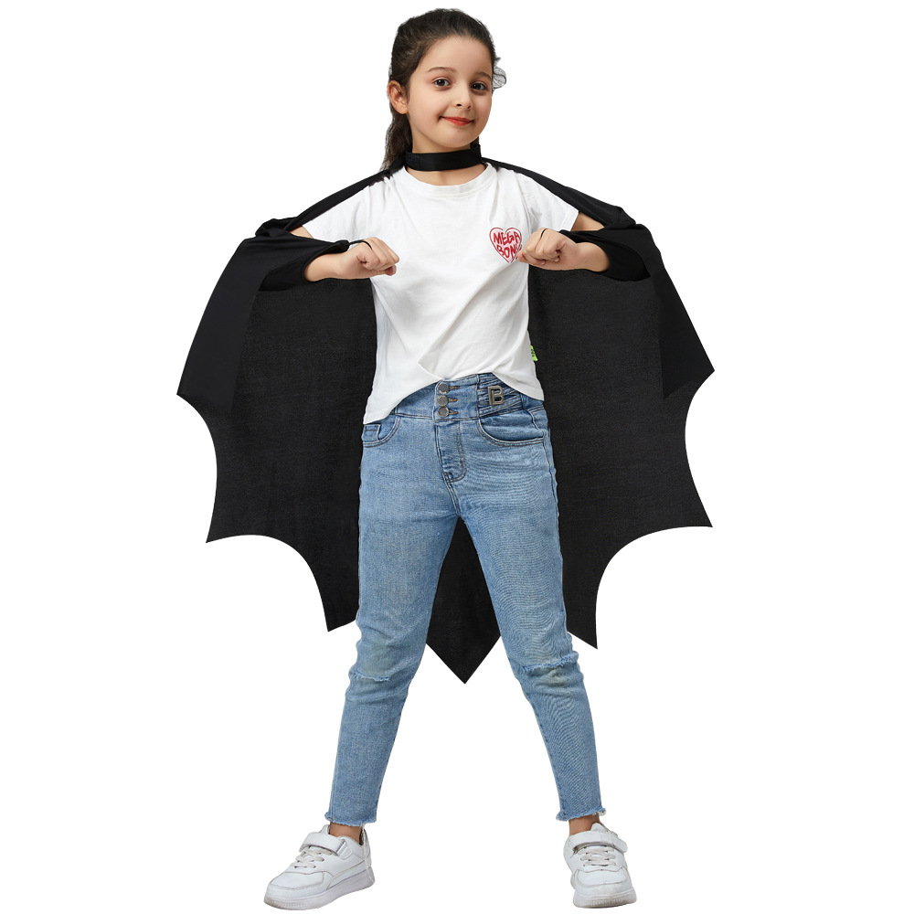 Cross-border Explosions Halloween Cloak Bat-shaped Cloak Sleeve One-piece Black Cloak Set Amazon Hot Sale