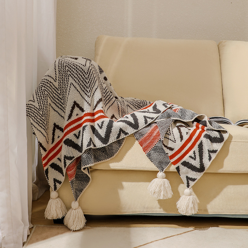 Bohemian Sofa Cover Blanket Bohemian Acrylic Nap Blanket Winter Decoration Small Blanket Bed End Blanket