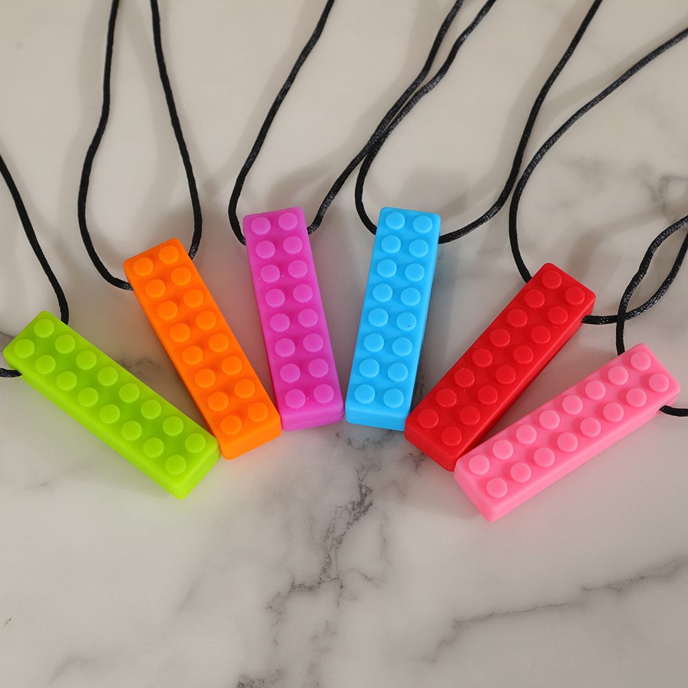 Cross-border Hot Sale High Quality Baby Molar Silicone Building Blocks Tooth Gum Baby Chew Pendant Necklace Tooth Bar