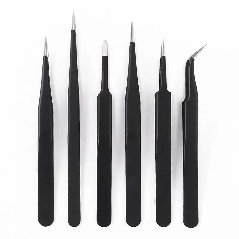 Round Edge Stainless Steel Tweezers Precision Anti-static Mobile Phone Repair Pointed Elbow Tool Bird's Nest Clip Grafting Eyelash Curler
