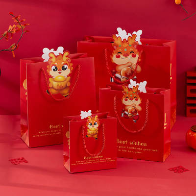 Red gift bag cute gift packaging bag hand gift holiday bag kindergarten candy packaging bag 2024 New Year