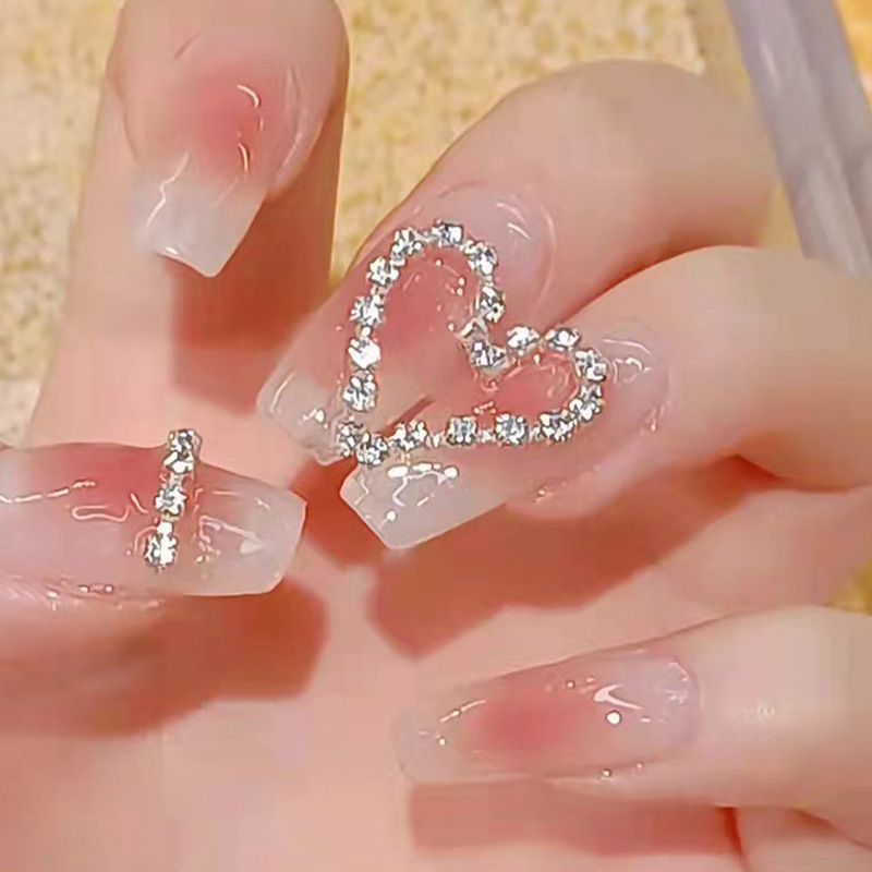 Wearing nail patch blush nail Net Red love spell drill fake nail stick wearable nail long nail wholesale
