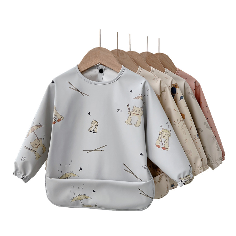 New Danish Children's Waterproof Anti-Dressing Painting Apron Baby Bib Meal Bag Baby's Meal Clothes Dirty-proof Cover