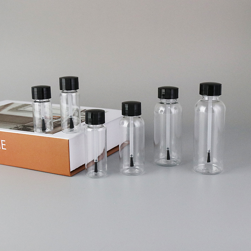 Factory in stock wholesale PET transparent brush bottle emulsion small sample packaging plastic bottle pigment nail polish glue bottle