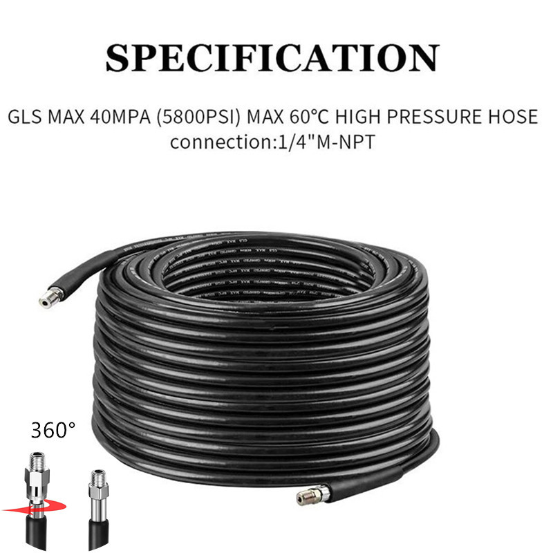 High pressure washer sewer drain pipe Flushing kit rotating spring water mouse nozzle 1/4 "NPT hose