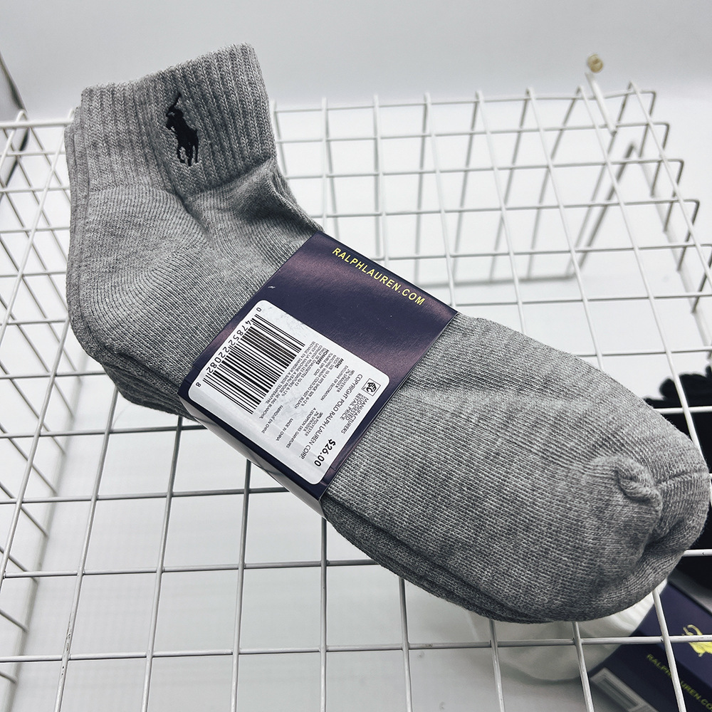 6 Pair RL Ralph Pony Medium Tube Quick Dry Polyester Cotton Socks Medium Tube Casual Sports Towel Bottom Men's Socks Sports Socks