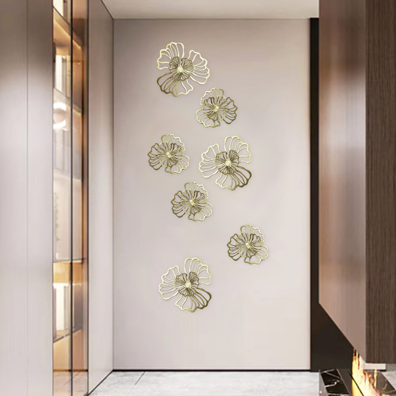 Cross-border wrought iron Wall decoration multi-color double-layer flower Wall hanging metal hollow Wall decoration Wall hanging