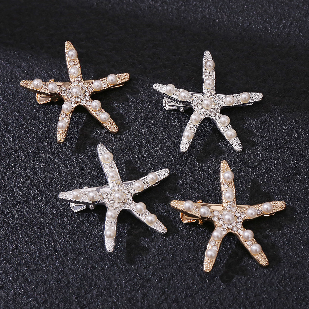 Korean bridal headdress Mori fairy Super fairy wedding dress starfish Diamond hairpin New Pearl wedding accessories