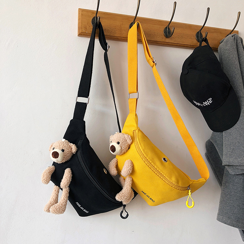 Children's Bag Cute Waist Bag Crossbody Bag Fashion All-match Boys' and Girls' Chest Bag Canvas Little Girl Princess Travel Bag
