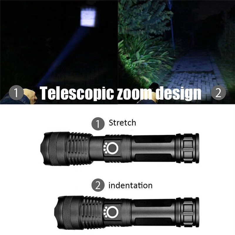 Cross-border aluminum alloy flashlight multifunctional USB rechargeable flashlight outdoor telescopic zoom LED flashlight