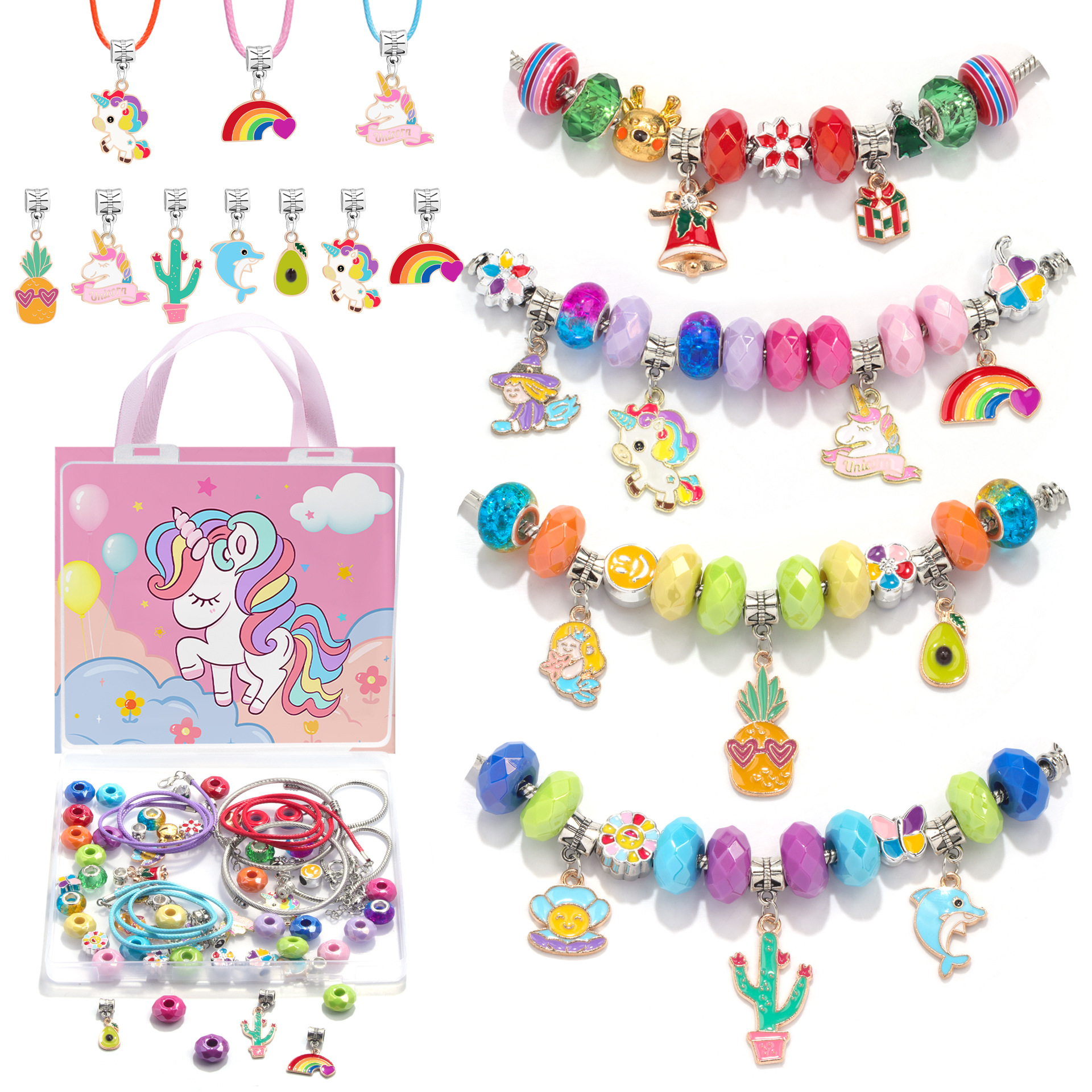 Amazon New Box Height 1.8cm Children's Bracelet DIY Cartoon Cute Bead Pendant Exquisite Gift Box Set