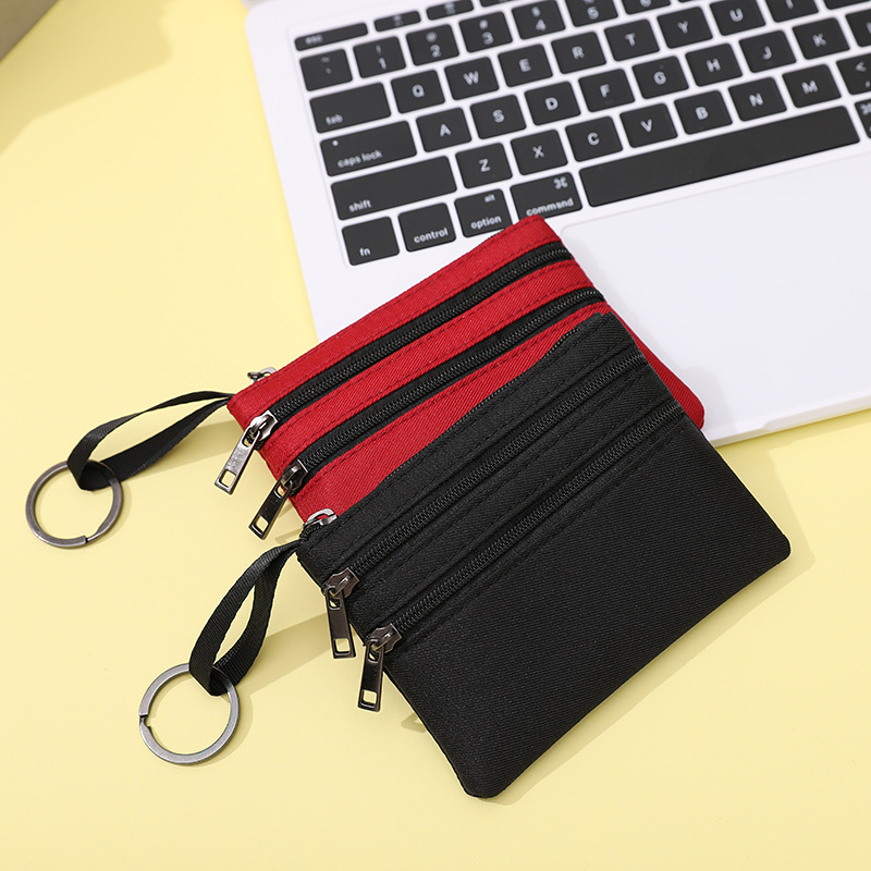 [in stock wholesale] ladies 2024 new fabric coin purse solid color multi-pocket zipper coin card bag