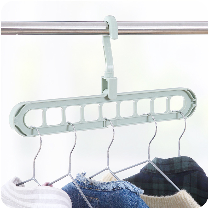 Multi-functional nine-hole hanger household storage clothes support wardrobe Internet celebrity folding shrink magic rotating 9-hole hanger