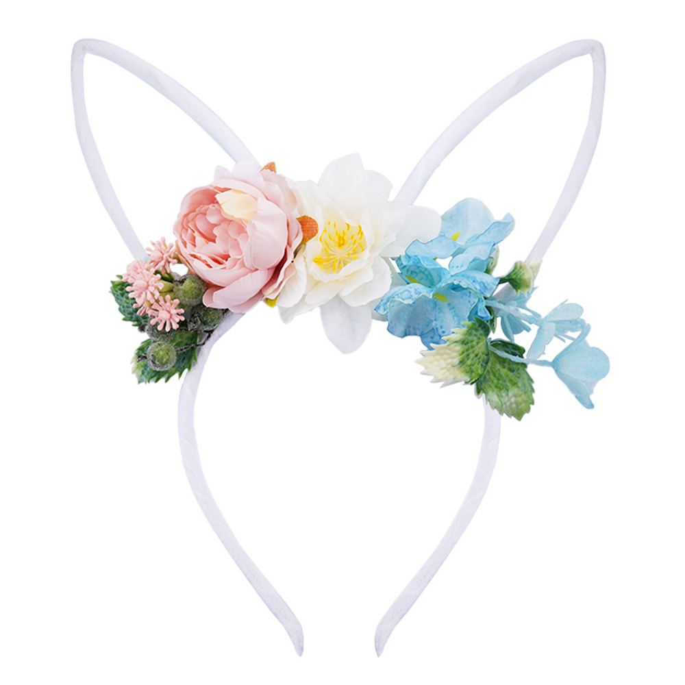 European and American Flower Children Hair Band Cross Border Cute Rabbit Ears Party Headband Women Easter Hair Band Dress Up