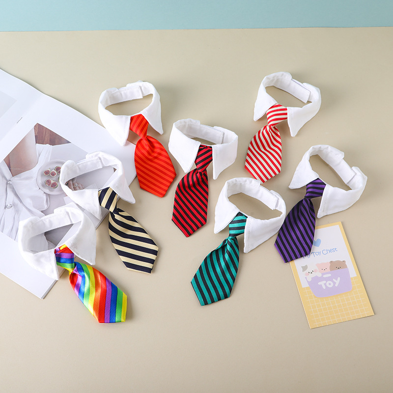 Pet bow tie English style bow tie striped collar dog gentleman scarf tie scarf for cats false collar drool rag accessories