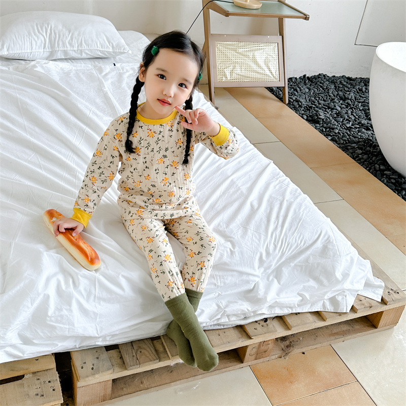 Children's Home wear suit Cotton Girls' cotton pajamas two-piece set baby boys' underwear baby autumn clothes long pants