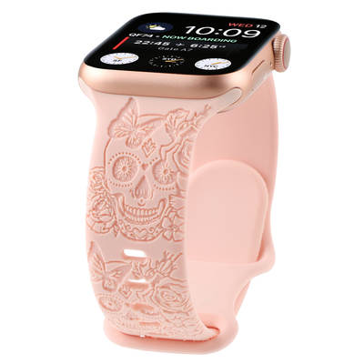 Suitable for apple Watch 8-word buckle skull carved silicone strap apple watch9 strap iwatch strap