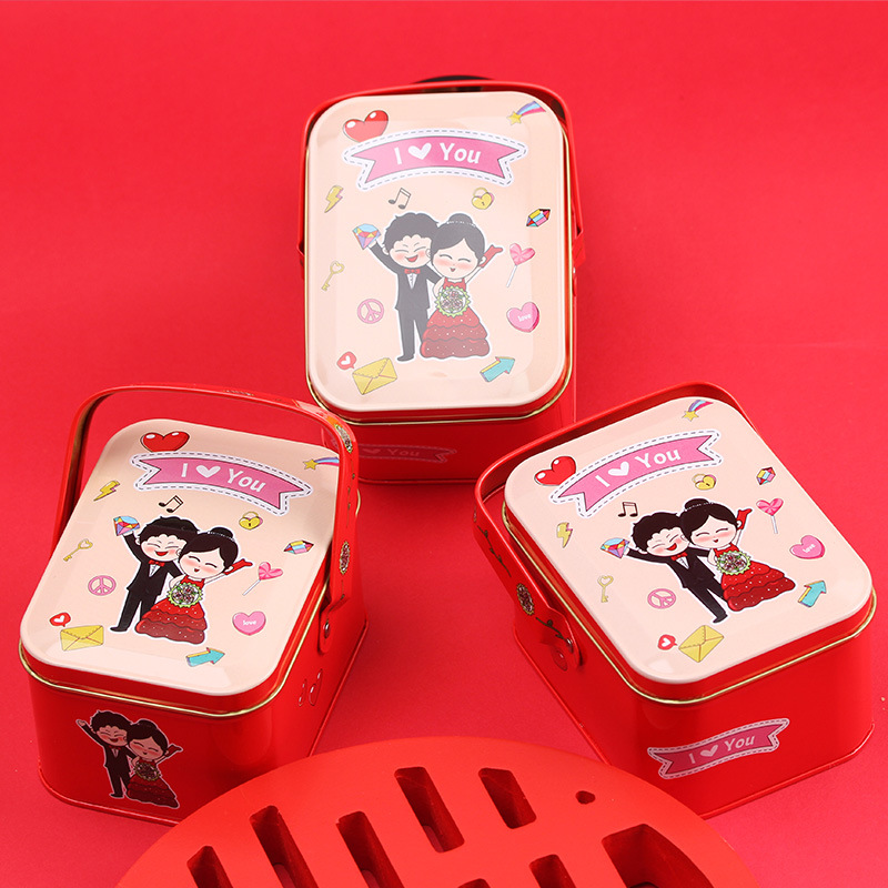 Wedding wedding gift box hand packaging Chinese portable iron box wedding gift box candy candy iron box