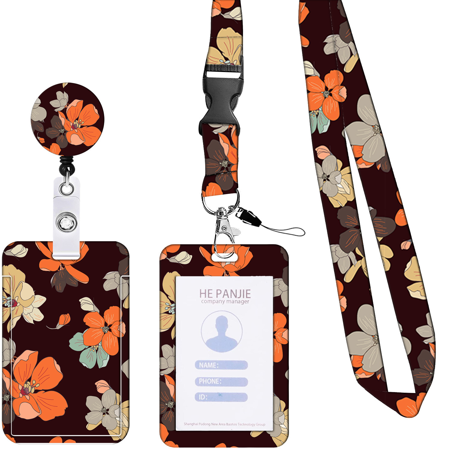 Amazon AMAZON cross-border best-selling vertical double-sided printing card holder ID card holder lanyard