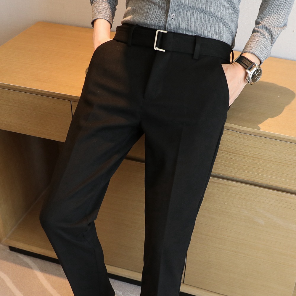 Thick woolen small suit pants men's autumn and winter New light business casual pants suit pants slim straight pants trousers