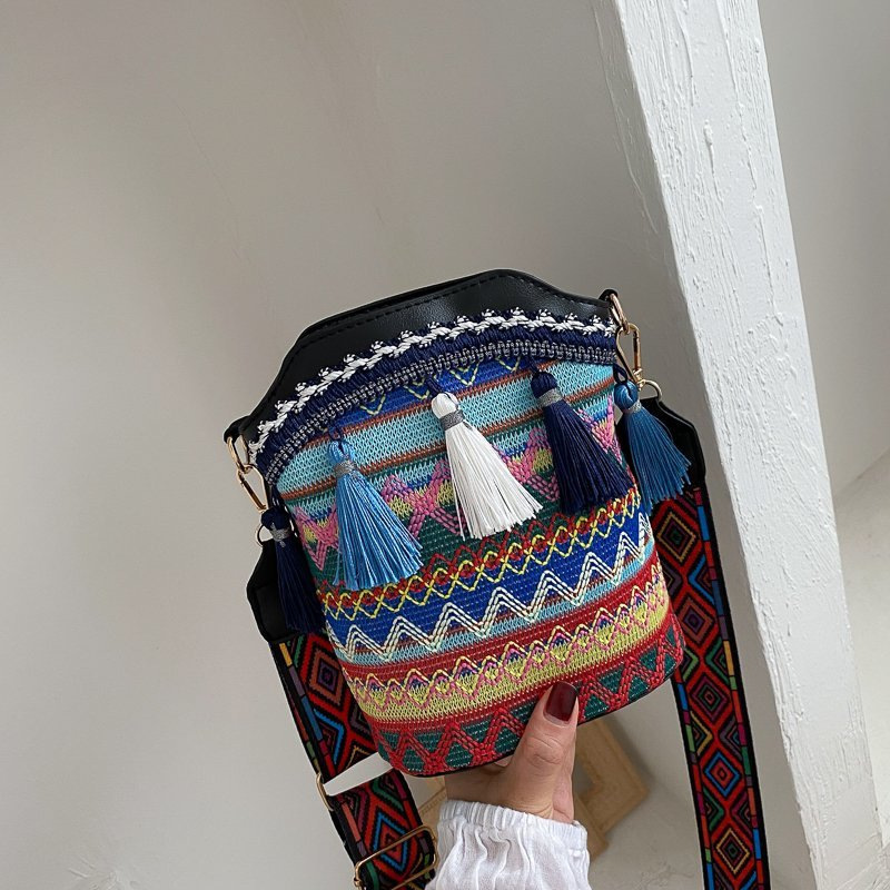 2023新型ファッション韓国風女性カバン斜めショルダーバッグ民族風刺繍バッグネット赤バケツバッグ小チャイナドレスバッグ|undefined