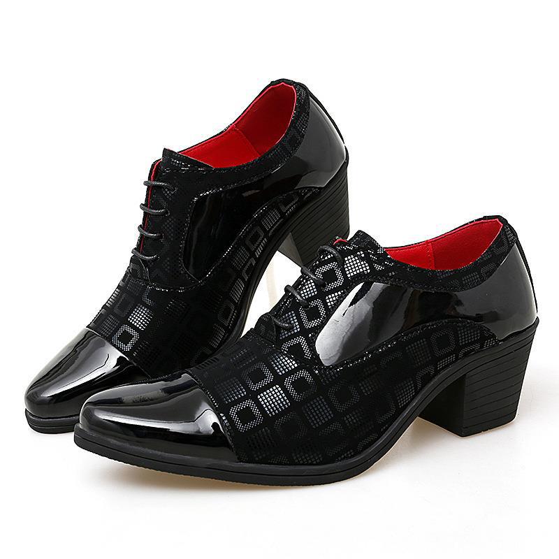 2024 New Pointed Leather Shoes Men's Cross-border Men's Height Increasing Leather Shoes Youth Fashion British Style Small Leather Shoes Men's Fashion