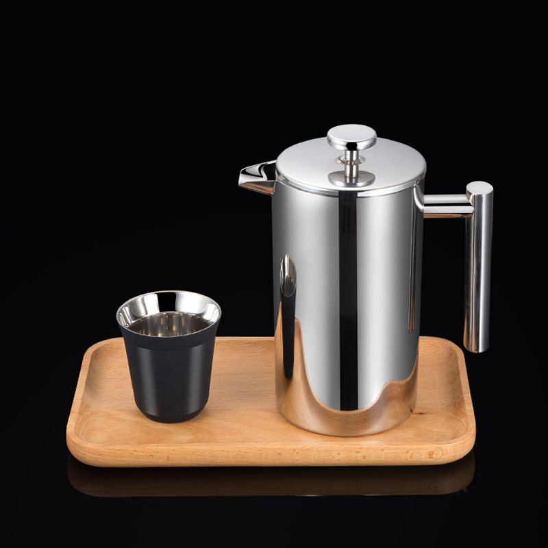 Stainless steel double-layer French press pot 1000ml coffee pot insulation pot tea brewing teapot French press coffee pot