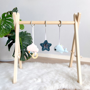 ins decoration Nordic style wooden fitness equipment decoration newborn baby baby fitness rack children toy Bell