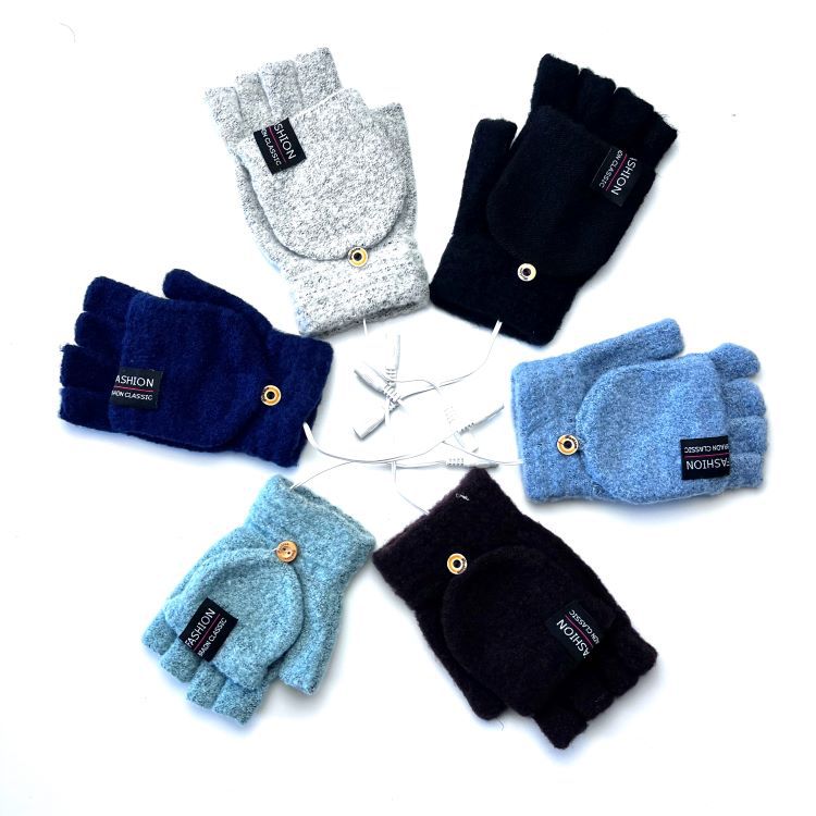 Gants chauffants électriques USB demi-doigts chauffage électrique extérieur intérieur 2 hommes hiver chaud source d'approvisionnement transfrontalière_voghion.com