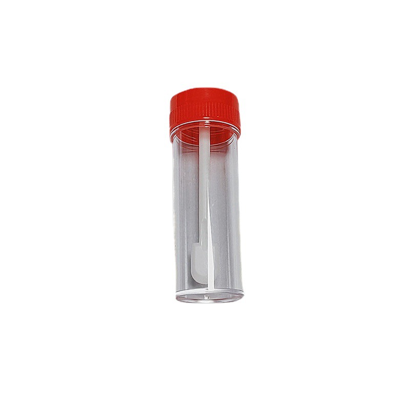 Factory sale disposable toilet cup 25ml laboratory consumables plastic urine cup screw lid with spoon sputum cup