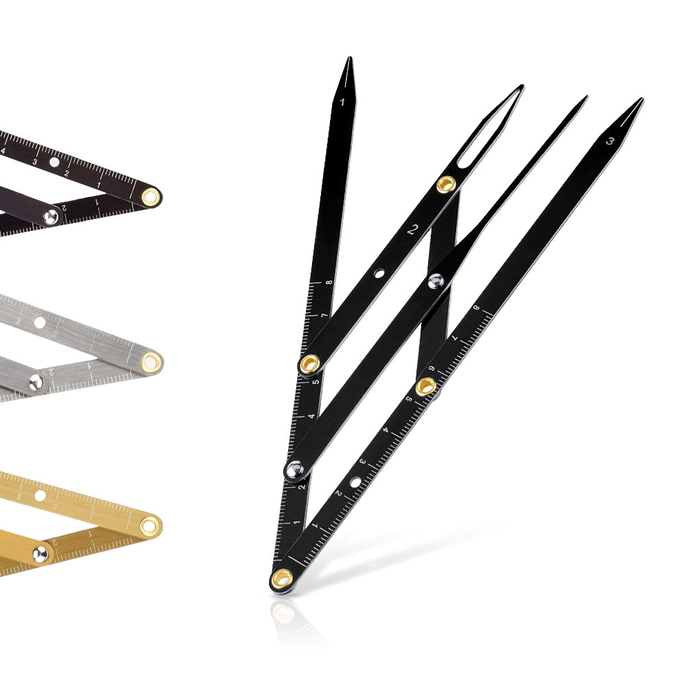 Bag packaging second-generation gold scale stainless steel three-point positioning balance eyebrow ruler
