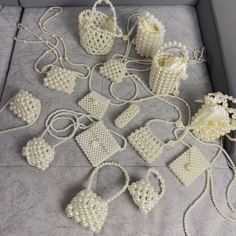 2023 Summer Pearl Bag Women's Internet Trendy Small Bag Crossbody Bag All-Match Mini Vintage Hand-Woven ins Pearl Bag