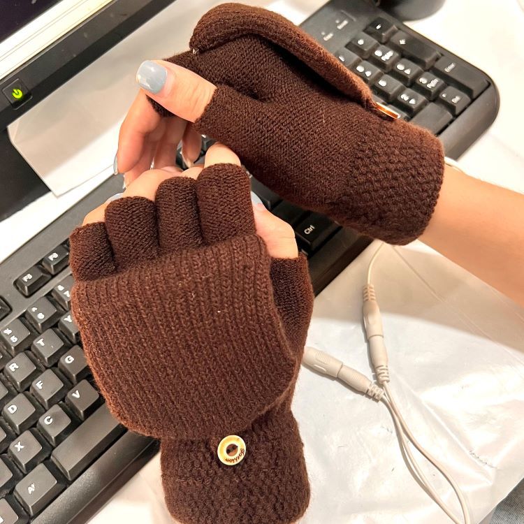 Gants chauffants électriques USB demi-doigts chauffage électrique extérieur intérieur 2 hommes hiver chaud source d'approvisionnement transfrontalière_voghion.com