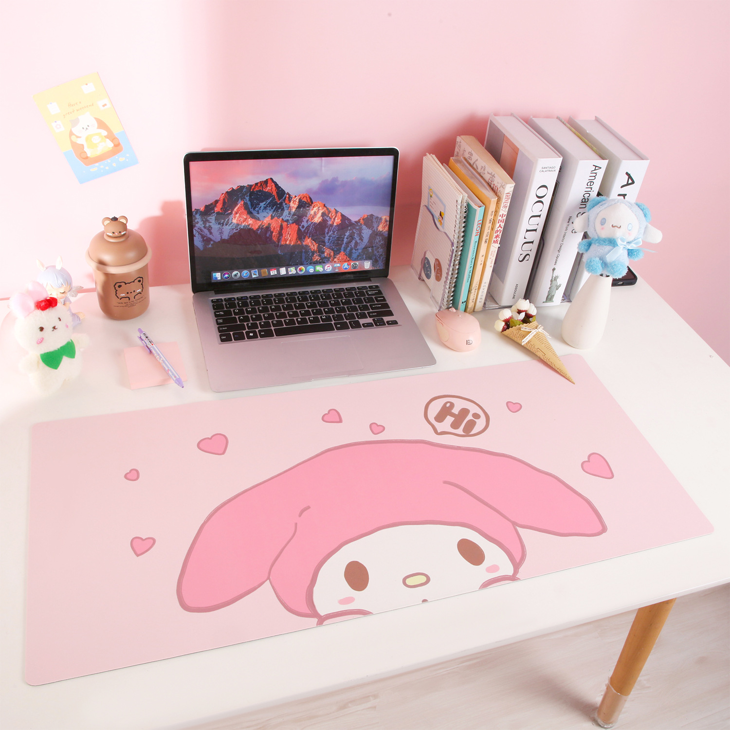 Cartoon cute mouse pad oversized stain-resistant PU leather pad girl computer desk pad waterproof writing pad to print