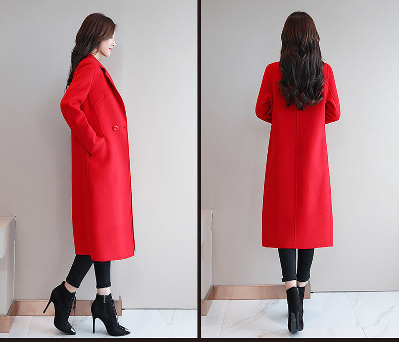 new Korean style loose coat mid-length thickened woolen coat women's autumn and winter suit collar large_voghion.com