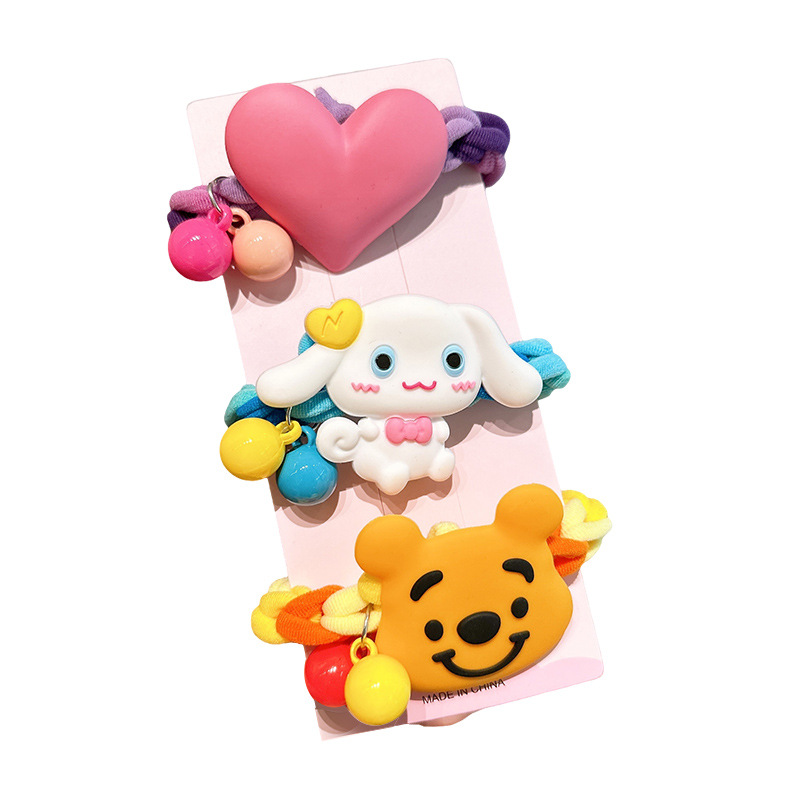 Cute children's diy handmade gift woven rubber band hair rope strawberry bear couple bracelet hair ring color leather cover female