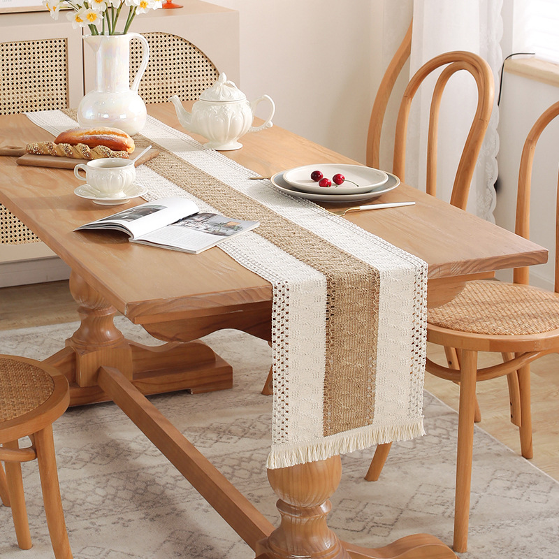 Henglao New Nordic INS Table Banner Cotton Linen Fabric Living Room TV Stand Coffee Table Long Tablecloth Tea Tray Dining Table Napkin
