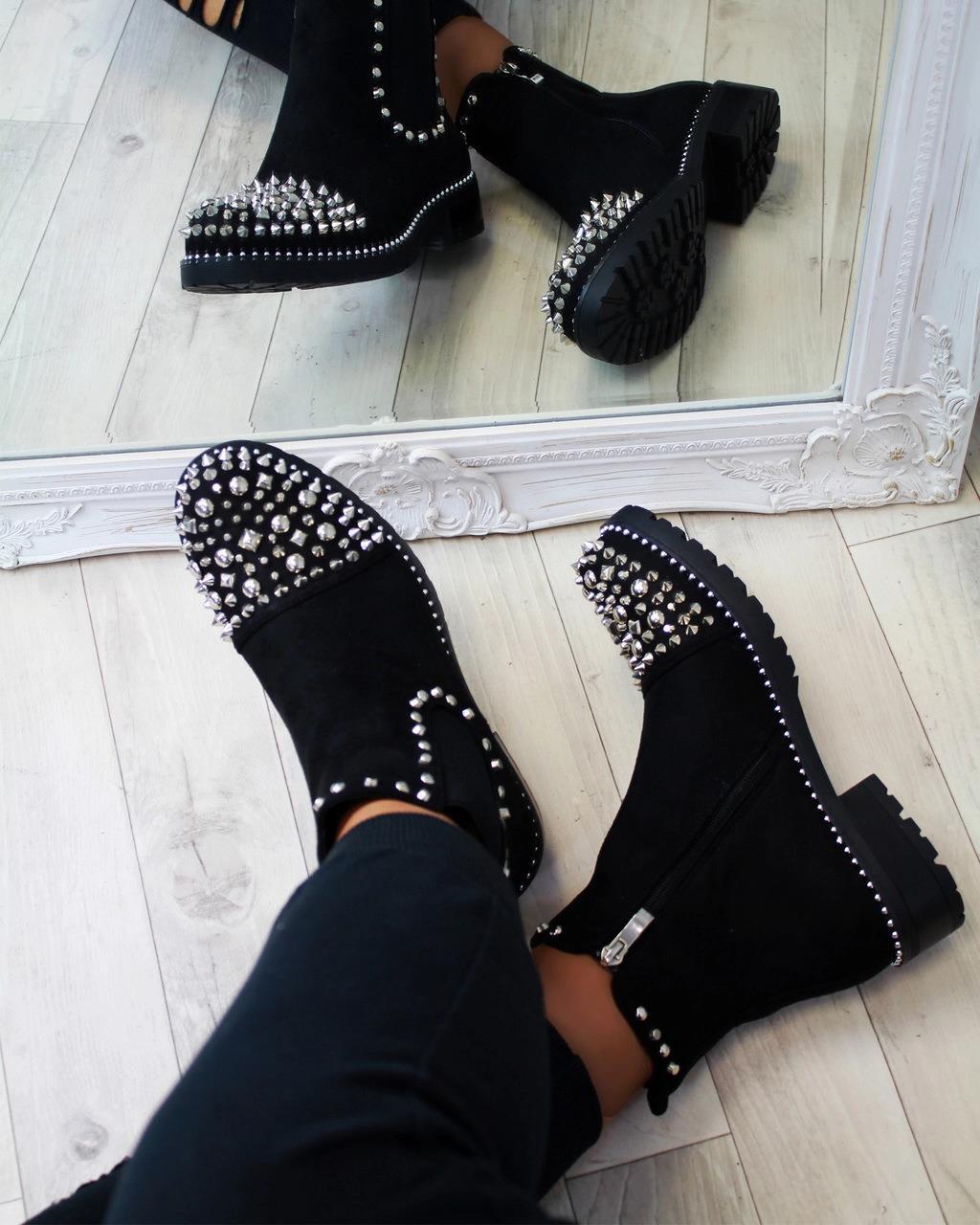 2021 new nail thick hard size women's boots fashion anti-wolf short boots Women's 43 size foreign trade
