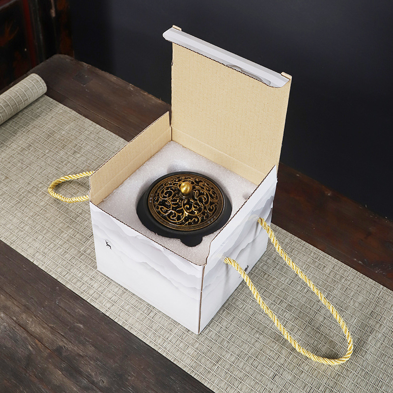 Ceramic incense burner glaze injection stoneware incense road Household Purification Air small sandalwood incense burner manufacturers cross-border generation color box