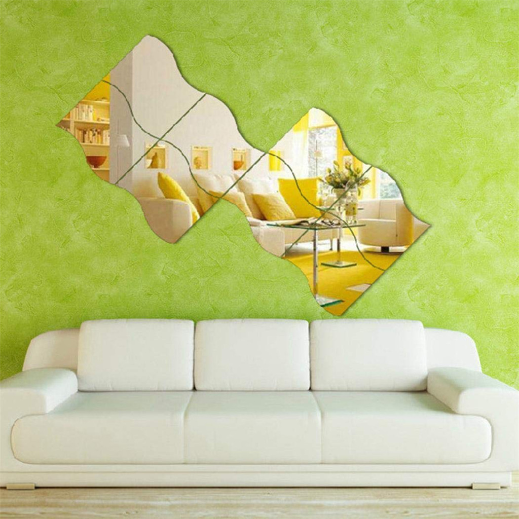 Factory wholesale DIY mirror 3D stereo wave combination wall stickers background wall decoration Mirror stickers