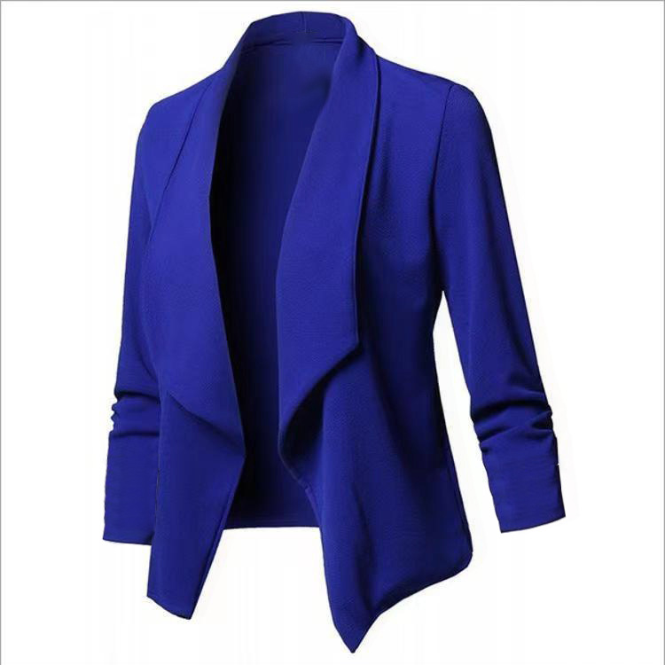 2023 Amazon independent station hot sale slim-fit long-sleeved rubber band solid color all-match collar lapel small suit jacket