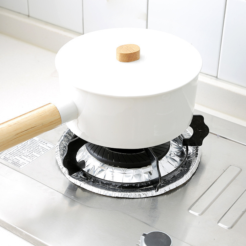 Gas Stove Sticker Oil-proof Sticker Gas Stove Protective Mat Kitchen Round Stove Cover Tin Paper Ring Aluminum Foil Stove Mat
