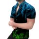 Cross-border foreign trade Men's Spring 3D printing flame short sleeve casual shirt European and American personality men's large size shirt men