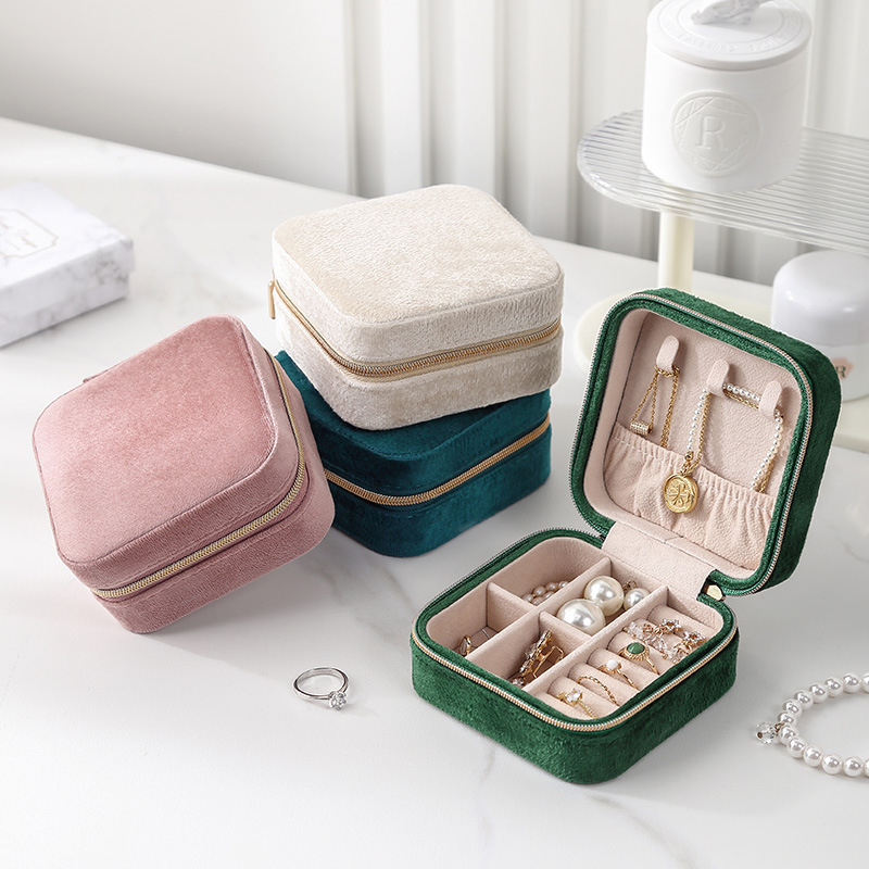 Shangpin Jewelry Storage Box Flannel Jewelry Storage Ear Ring Necklace European and American Cross-border Portable Jewelry Box